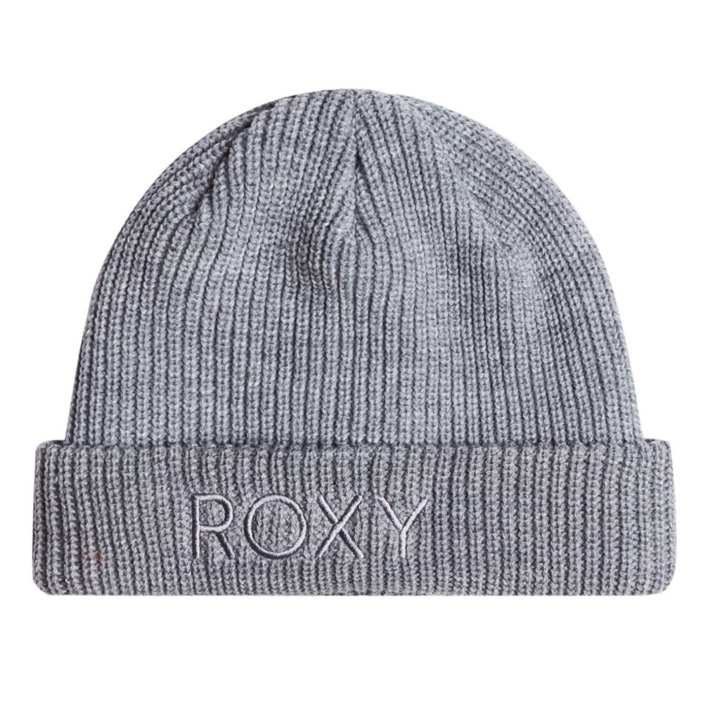 NWT Roxy Freja Cuffed Grey Ribbed Winter Beanie - Picture 2 of 6
